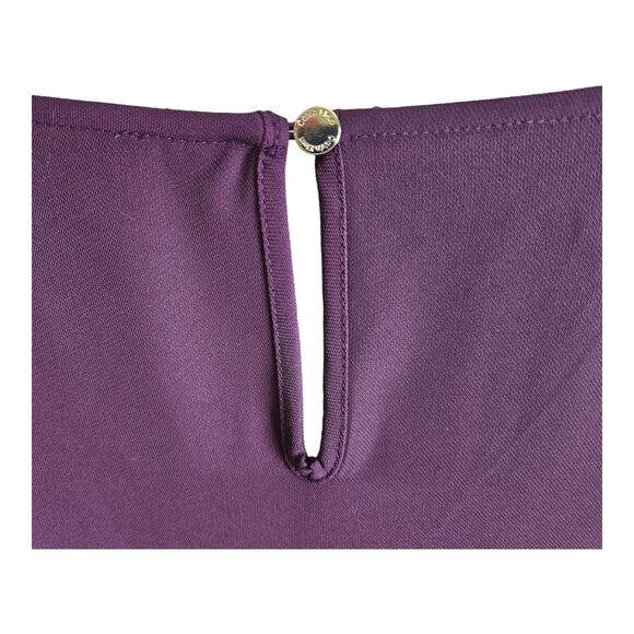 CALVIN KLEIN Women M Blouse Plum Purple 3/4 Bell Sleeve V-Neck Back Keyhole 40" - Picture 7 of 8